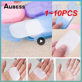 1~10PCS חד-פעמי קופסאות סבון נייר ניידת שטיפת תיבת ריחניים פורסים יריעות מיני סבון נייר נסיעות נייד סבון כלים