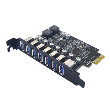 USB 3.0 PCI Express מתאם PCI-E 7 יציאות USB 3 הרחבת כרטיס מתאם USB3.0 Pcie PCI-E X1 ממיר עבור שולחן העבודה