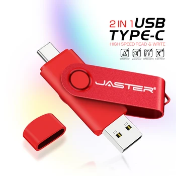 ג ' סטר פלסטיק USB כונני פלאש 128GB YTPE-C 2 ב 1 מקל זיכרון 64GB חינם מותאם אישית לוגו עט כונן 32GB עמיד למים מקל USB 16GB