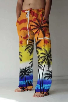 הוואי הדפס טרופי דפוס גברים מכנסיים מחוץ לרכב מדי יום מזדמן סגנון רחוב XS-8XL