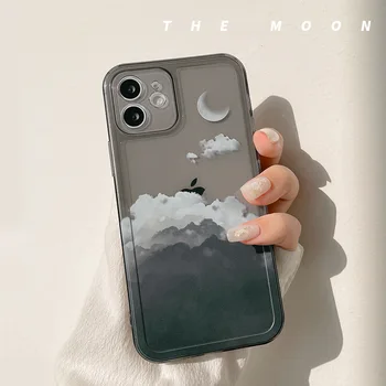 הירח בלילה מאוחר ענן Shockproof מקרה טלפון עבור iPhone 13 12 11 Pro Xs מקס X Xr 7 8 בתוספת עדשה הגנה במקרה חמוד כיסוי
