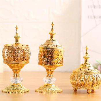 המזרח התיכון ערבית בסגנון אירופאי מבער קטורת יצירתי זהב חלול מתכת, מבער קטורת מלאכה קישוטים קישוט הבית