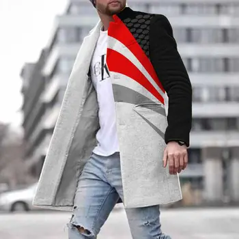 הנוער צמר צווארון עומד באמצע אורך בכיס הז ' קט של גברים מקרית מעיל גברים של 2023 מודפס חדש של גברים ברחוב, גברים, מעילים.