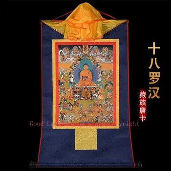 טוב Thangka בודהיזם, טיבט, בבית המקדש מזבח קיר בעיצוב אמנות 18 הבודהיסטים הקדושים בודהות מנדלה Thang-ga תלוי ציור