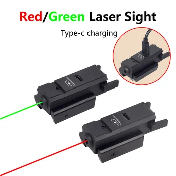 טעינת USB טקטי מיני אדום נקודה ירוקה נשק הלייזר Sight מתאים 11mm משתלב 20mm Picatinny Rail על אקדח גלוק 17, 19