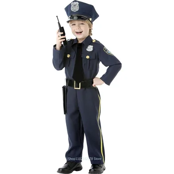 ילדים במדי משטרה משטרת ניו-יורק תחפושות קוספליי ילד ילדה שוטר בגדים להגדיר המשטרה מסיבת קרנבל מתנה