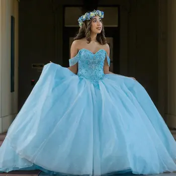 כחול יפה הטקס שמלות 2023 מתוקה חרוזים קריסטלים מתוקה 15 16 רשמי שמלת נשף נשף מסיבת יום הולדת חגיגית השמלה
