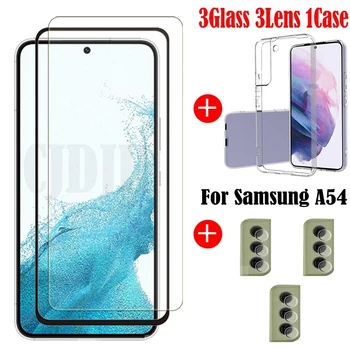 מלא דבק זכוכית מחוסמת עבור Samsung Galaxy A54 מגן מסך זכוכית עבור סמסונג A54 מצלמת סרט על Samsung A54 5G מקרה