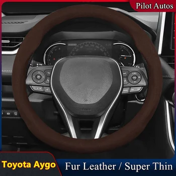 עבור טויוטה Aygo המכונית כיסוי גלגל הגה ללא ריח סופר דק פרווה עור מתאים X-Style-X לצטט 2019 2018 2017 X-גל 2015 2014
