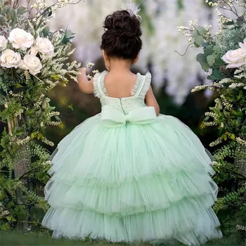 פלאפי גבוה-נמוך, ילדה עם שמלה גדולה הקשת ילד ילדה פרח שמלת מסיבת חתונה תינוק פעוט יום הולדת שמלת חג המולד