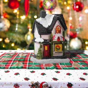 קישוטי חג המולד מסיבת שרף זוהר בית קטן מיקרו נוף מתנות חג המולד וילה שולחן העבודה קישוט עץ דגם זוהר