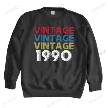 רטרו וינטג 1990 קפוצ ' ון גברים כותנה אופנה סווטשירט עם שרוולים ארוך 32th 32 שנה, מתנת יום הולדת חולצות בראש השנה