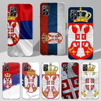 סרביה דגל כיסוי עבור Samsung Galaxy A14 A54 A12 A21s A51 A13 A03 A52 A32 A53 A33 A31 A04s A52s A24 A21 A34 ברור TPU מקרה טלפון
